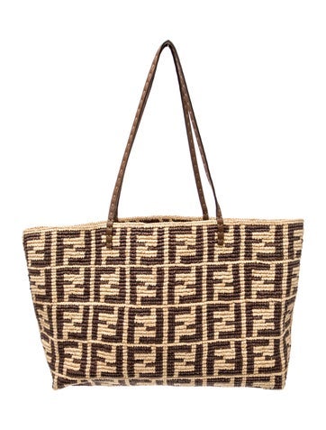Zucca FF Roll FF Logo Raffia Tote Bag Large 2024