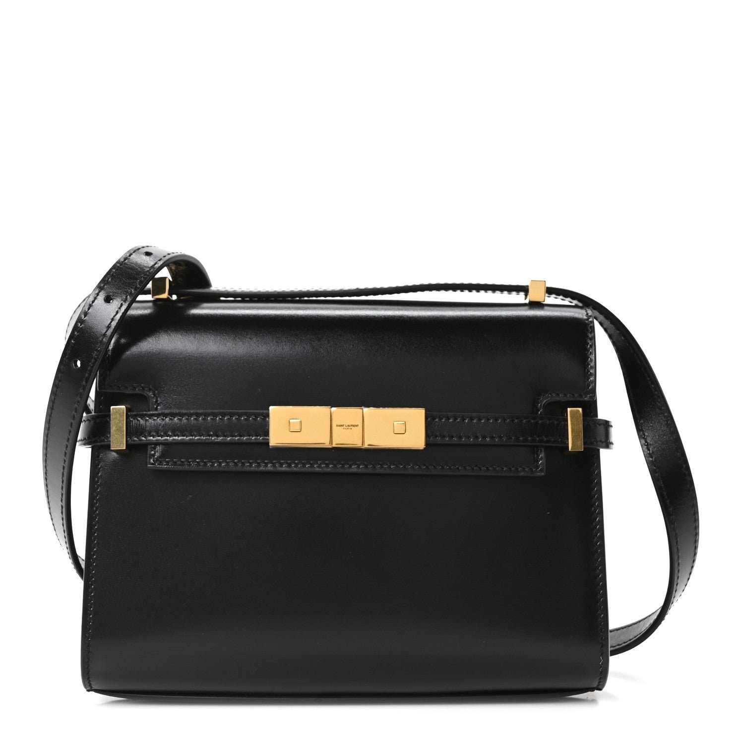 Saint Laurent Smooth Calfskin Mini Manhattan Shoulder Bag Black
