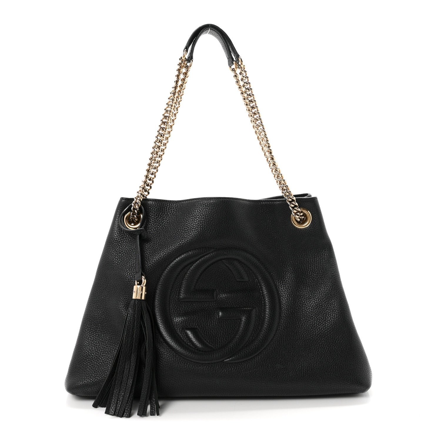Gucci Pebbled Calfskin Medium Soho Chain Shoulder Bag Black