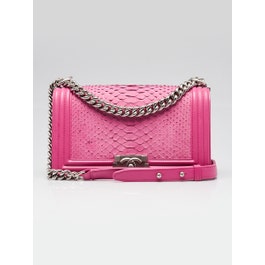 Chanel Pink Python Medium Boy Bag
