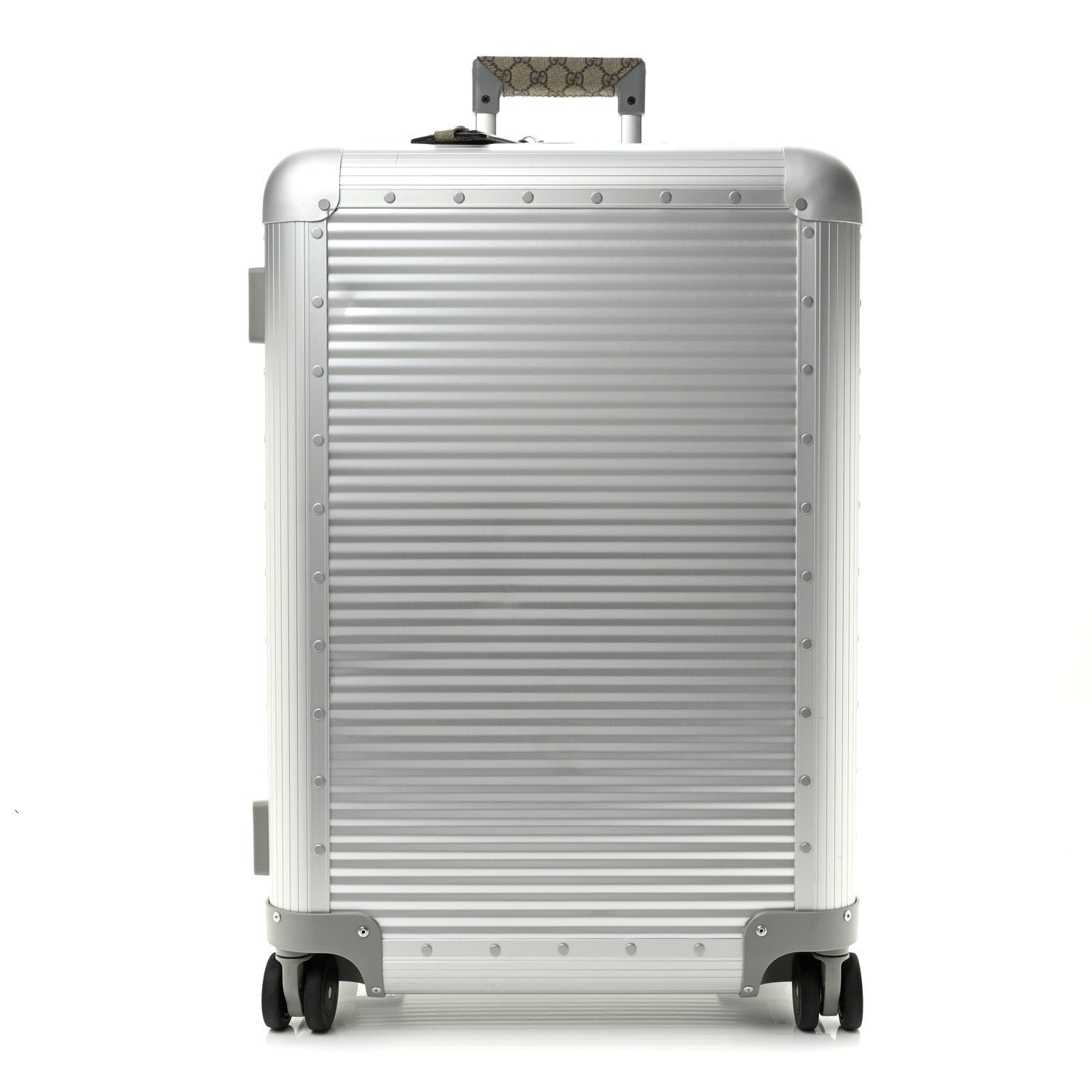 Gucci GG Supreme Monogram Aluminium Porter Medium Trolley Suitcase Silver