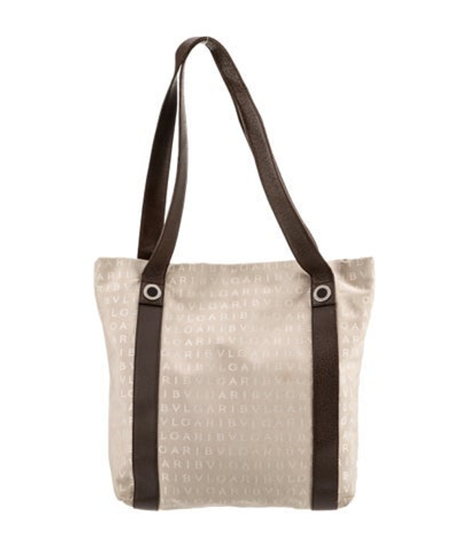 Bvlgari Leather Trimmed Canvas Tote Bag