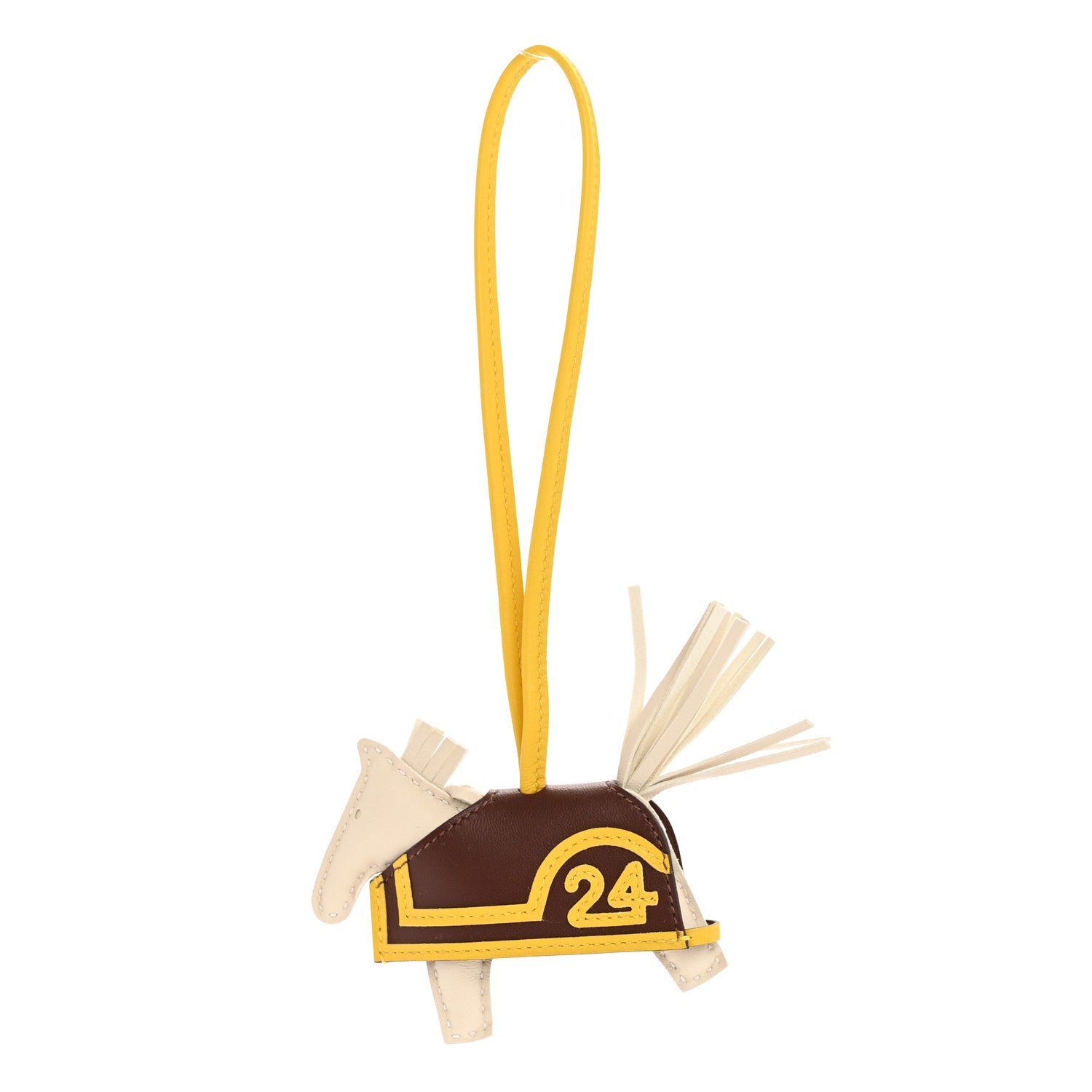 Hermes Milo Lambskin Grigri Rodeo Robeo 24 Bag Charm PM Craie Terre Jaune De Naples