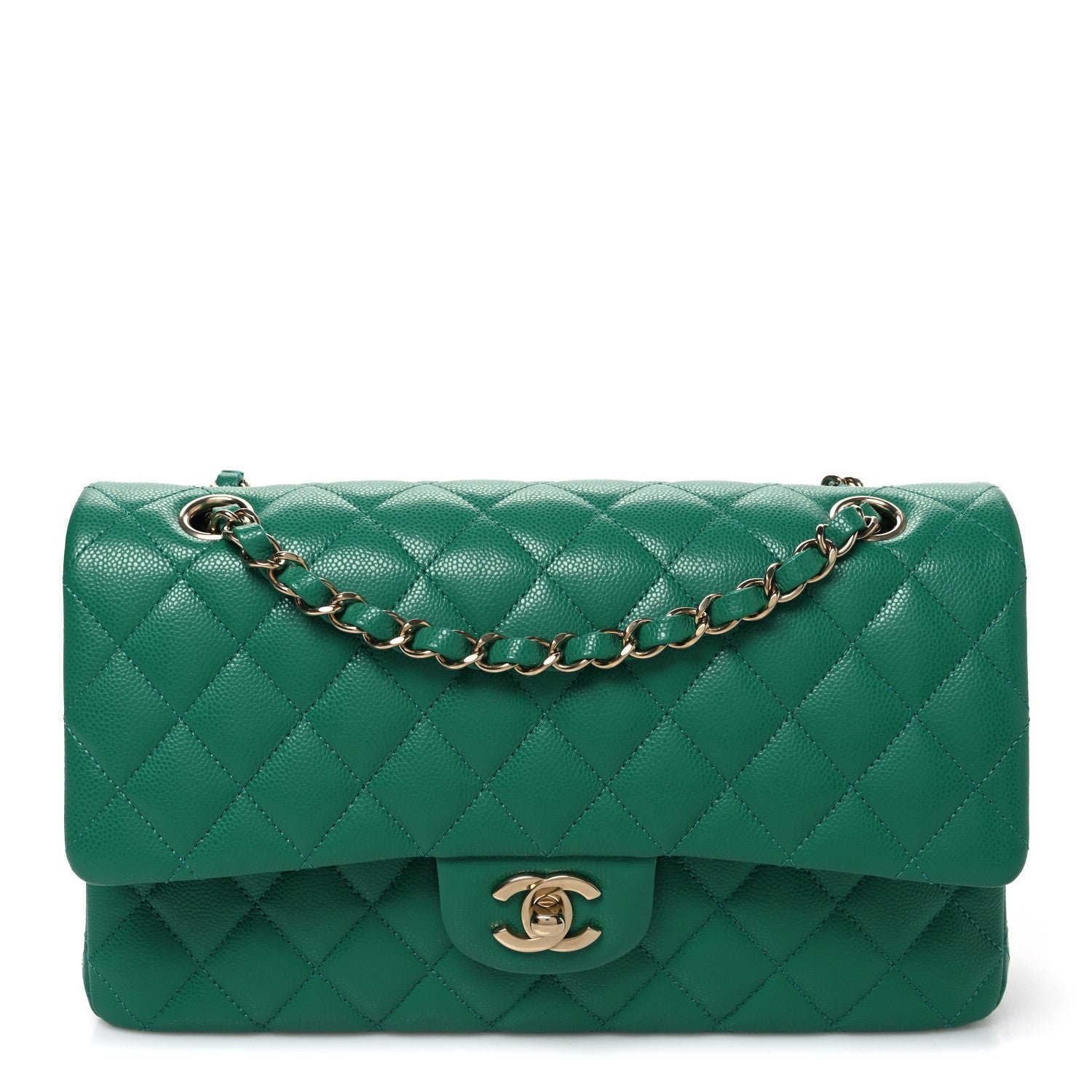 Chanel Caviar Quilted Medium Double Flap Green