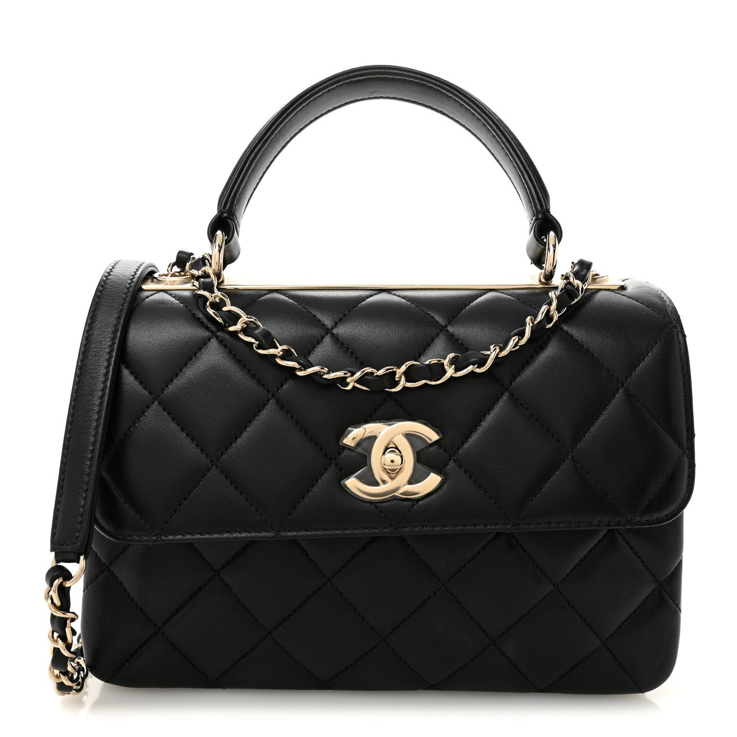 Chanel Lambskin Quilted Small Trendy CC Dual Handle Flap Bag Black