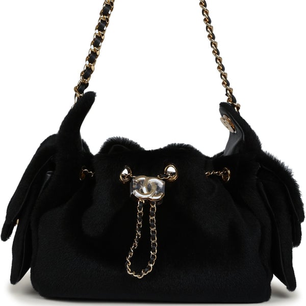 Chanel Mini 25 Hobo Bag Black Pony Hair Gold Hardware