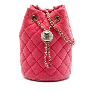 Mini Velvet Crystal Pearl Crush Bucket Bag
