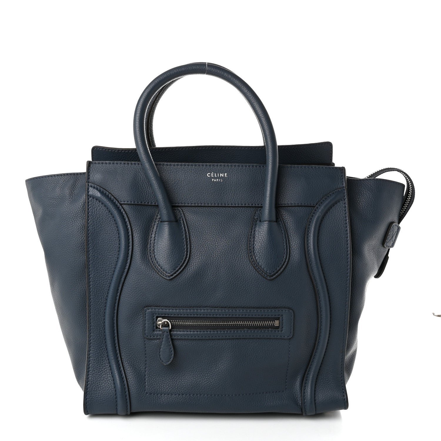 Celine Drummed Calfskin Mini Luggage Blue