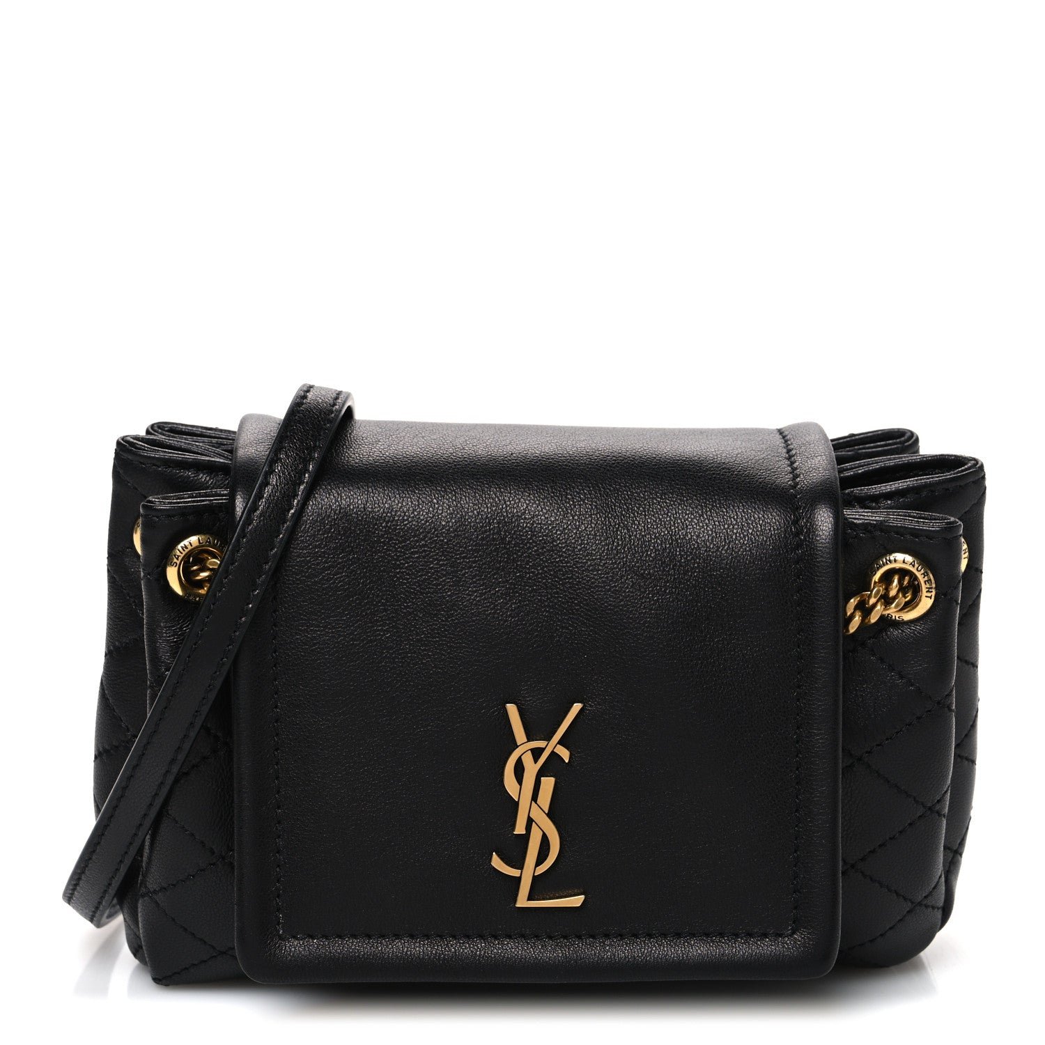 Saint Laurent Lambskin Quilted Monogram Mini Nolita Black