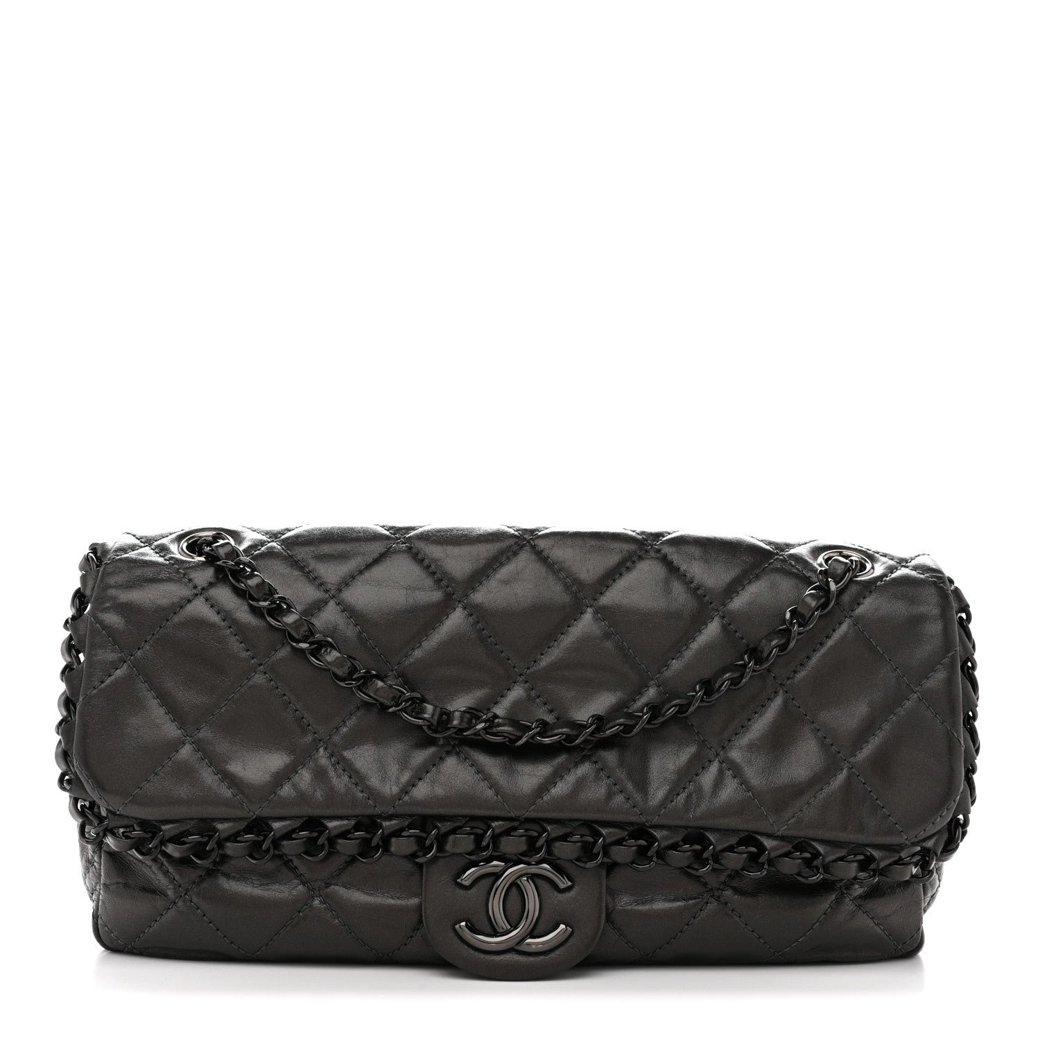 Chanel Calfskin Quilted Medium Chain Me Flap Grey