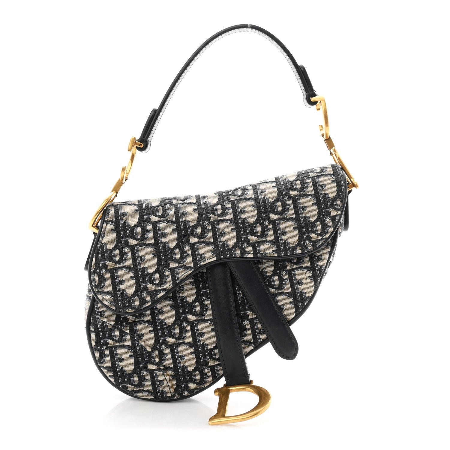 Christian Dior Oblique Mini Saddle Bag Blue