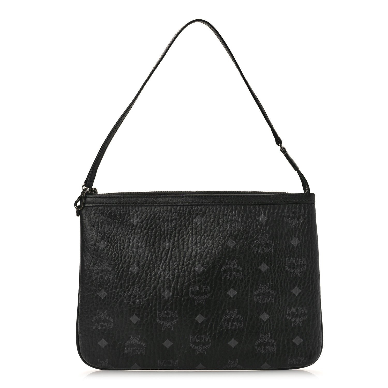 MCM Visetos Liz Shopper Tote Pouch Black