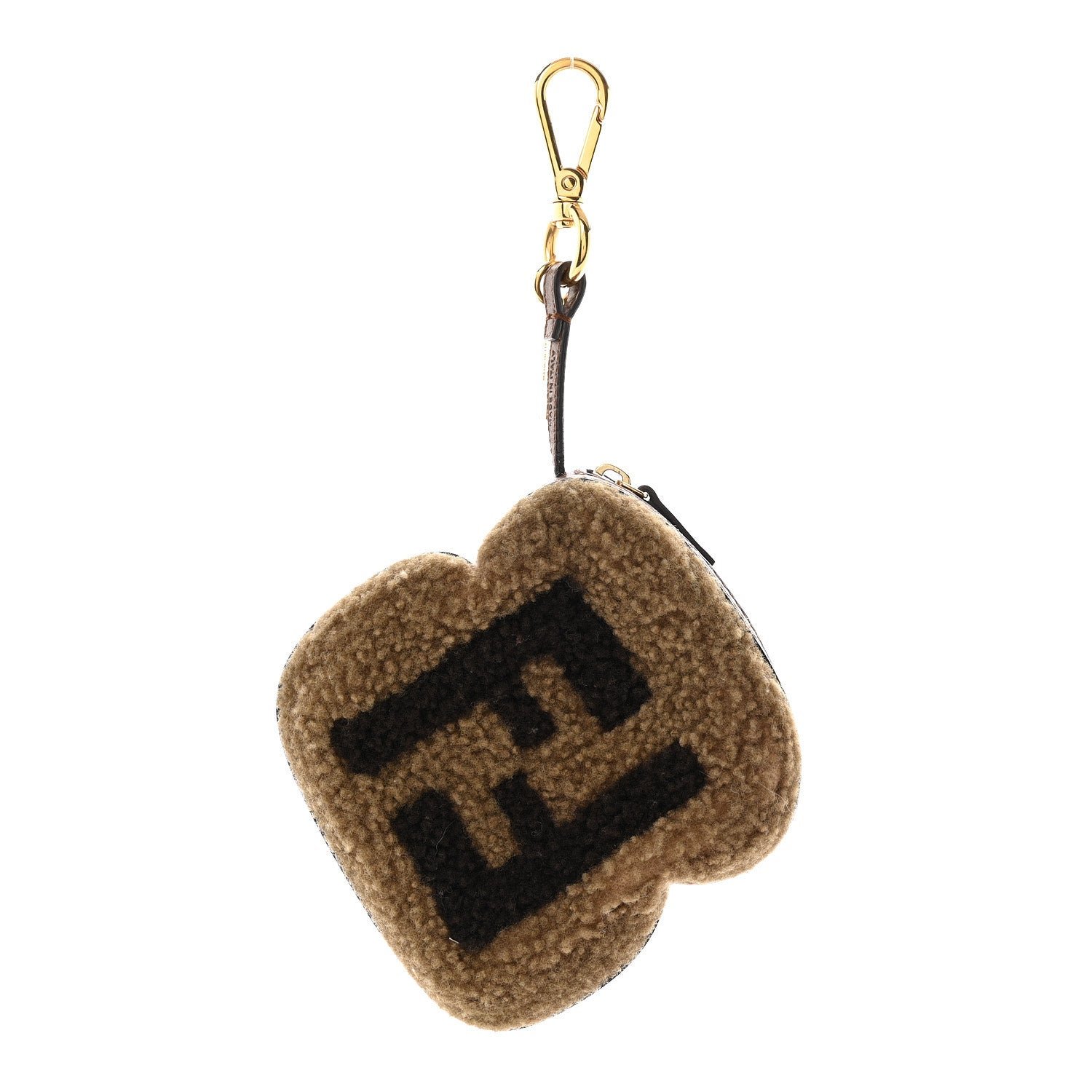 Fendi Shearling Toast Bag Charm Brown