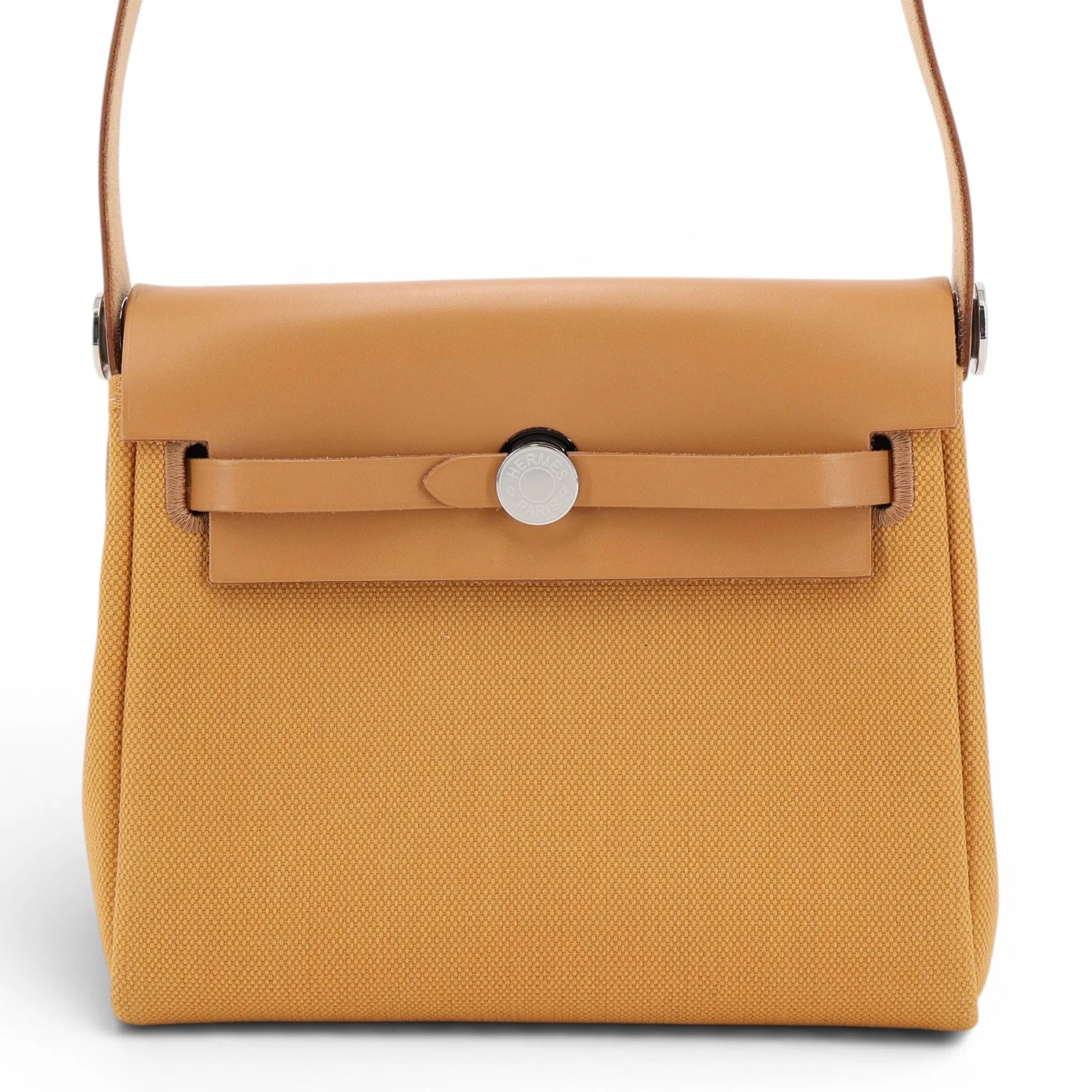 Excellent ( Rank SA ) HERMÈS Herbag Zip Mini 20 Natural Sable (21) Toile H canvas Vache Hunter Palladium hardware K (2025)