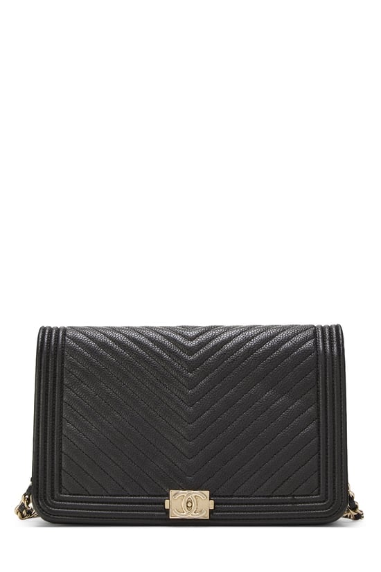 Black Caviar Chevron Boy Wallet on Chain (WOC)