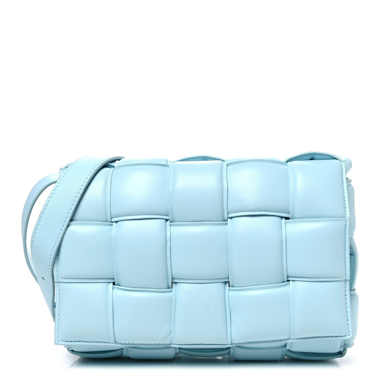 Nappa Maxi Intreccio Padded Cassette Crossbody Bag Ice