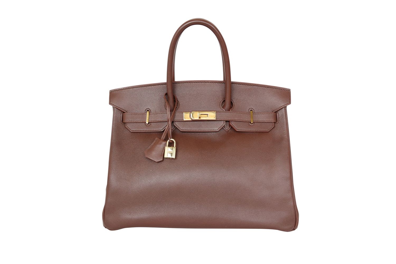 Hermes Birkin 35 Handbag, Brown Courchevel and Gold Hardware, Z in Circle 1996 Stamp, Preowned No Dustbag WA001