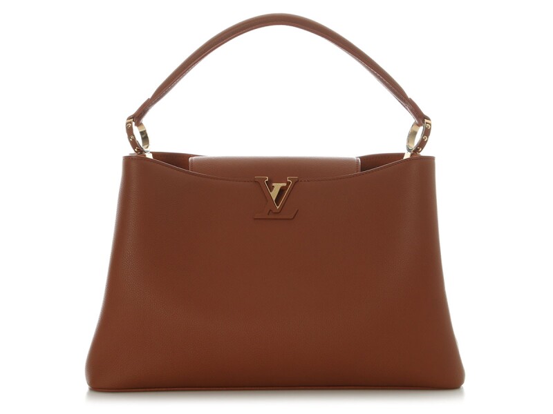 Cognac Calfskin Capucines GM Souple Gold Hardware