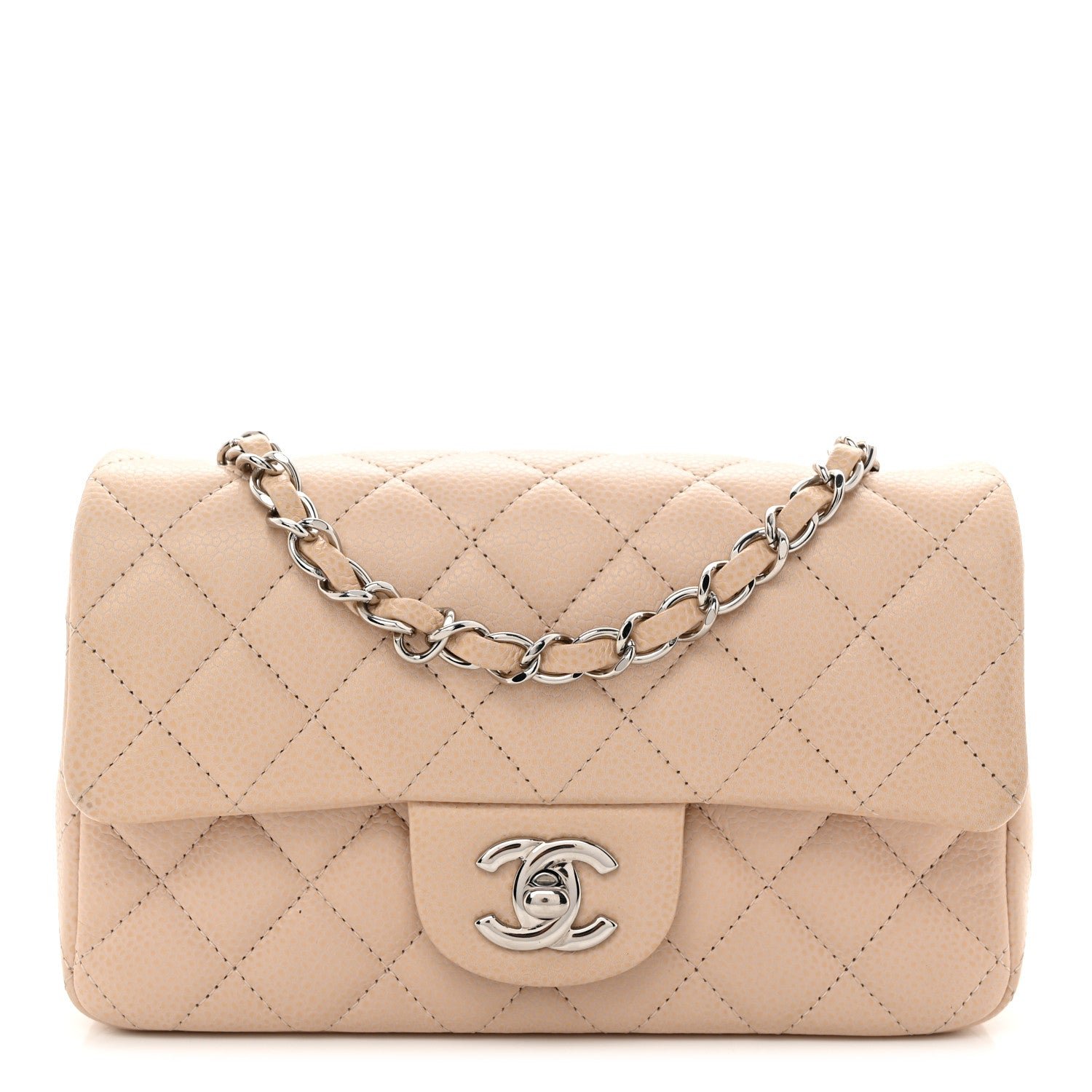 Chanel Caviar Quilted Mini Rectangular Flap  Light Beige