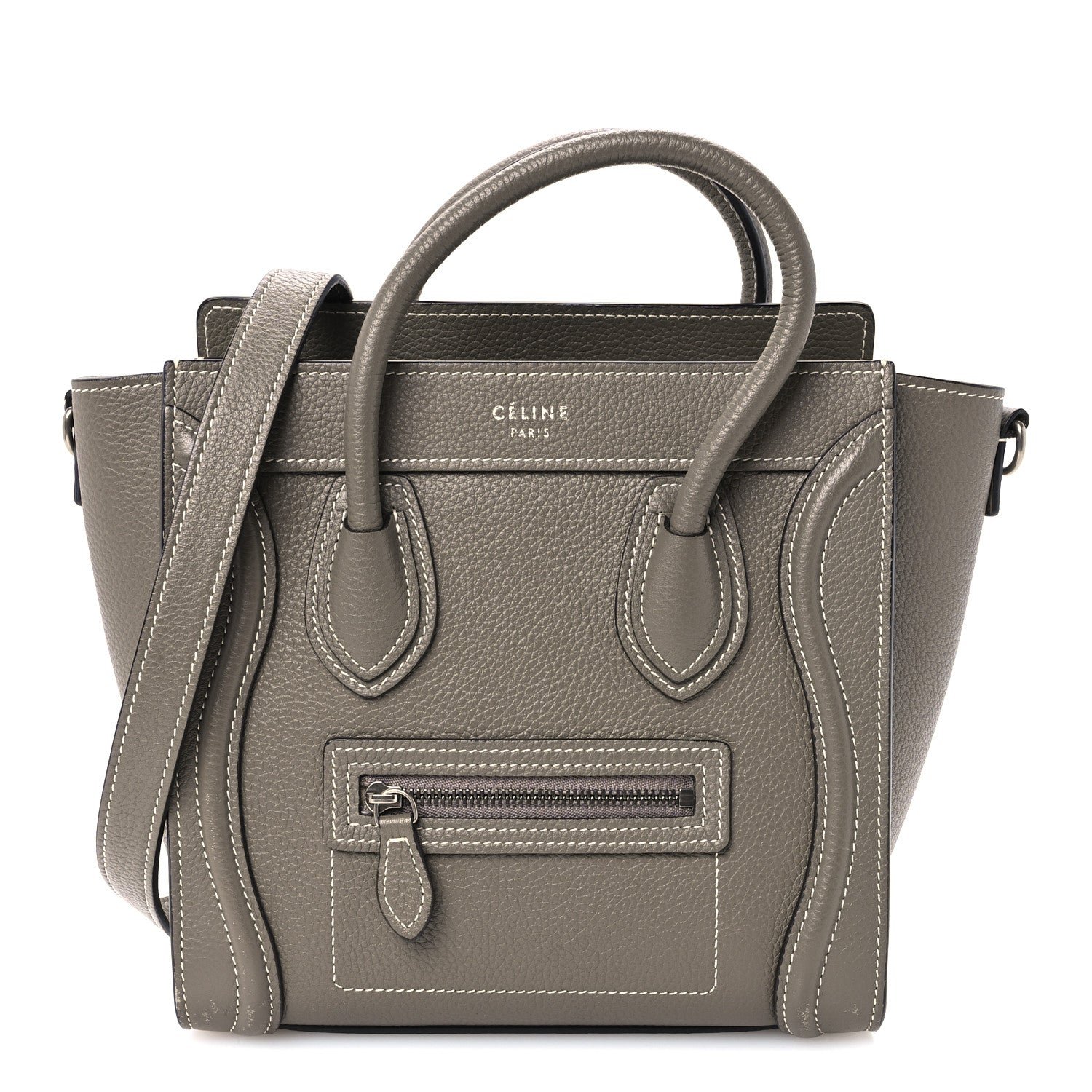 Celine Drummed Calfskin Nano Luggage Souris