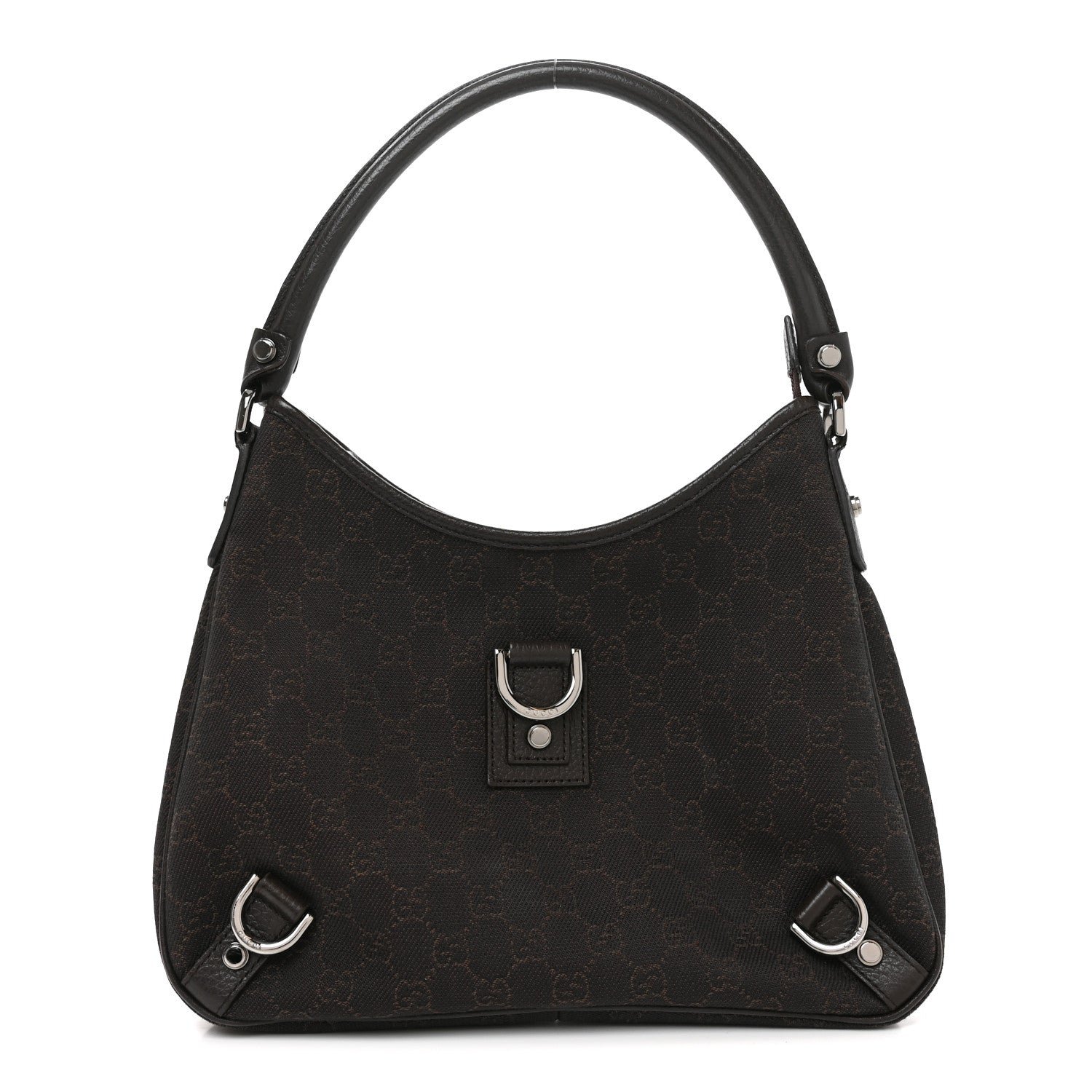 Gucci Denim Monogram Abbey D Ring Hobo Brown