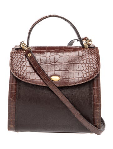 Embossed Leather Top Handle Bag