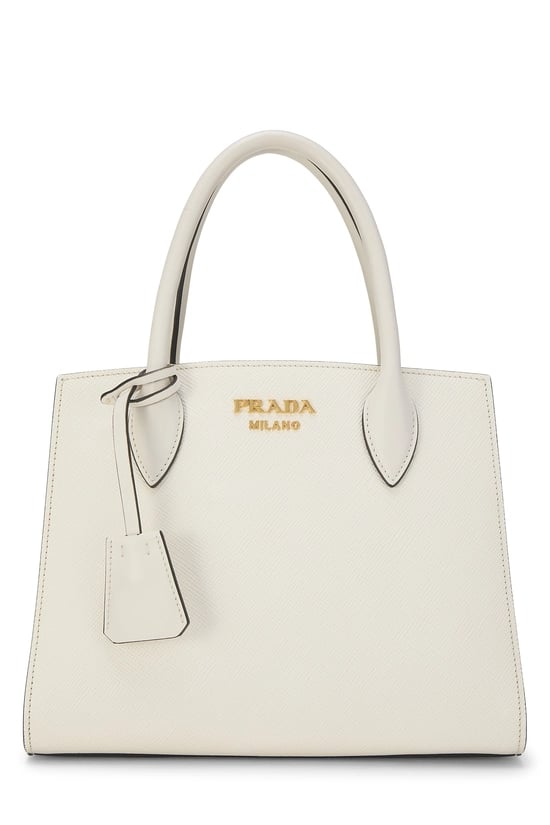 White Saffiano Convertible Handbag Small