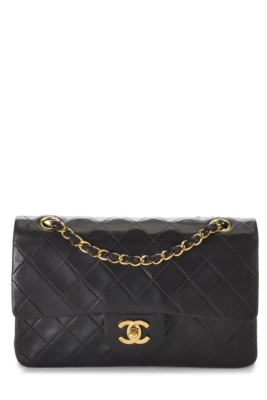 Black Quilted Lambskin Classic Double Flap Small