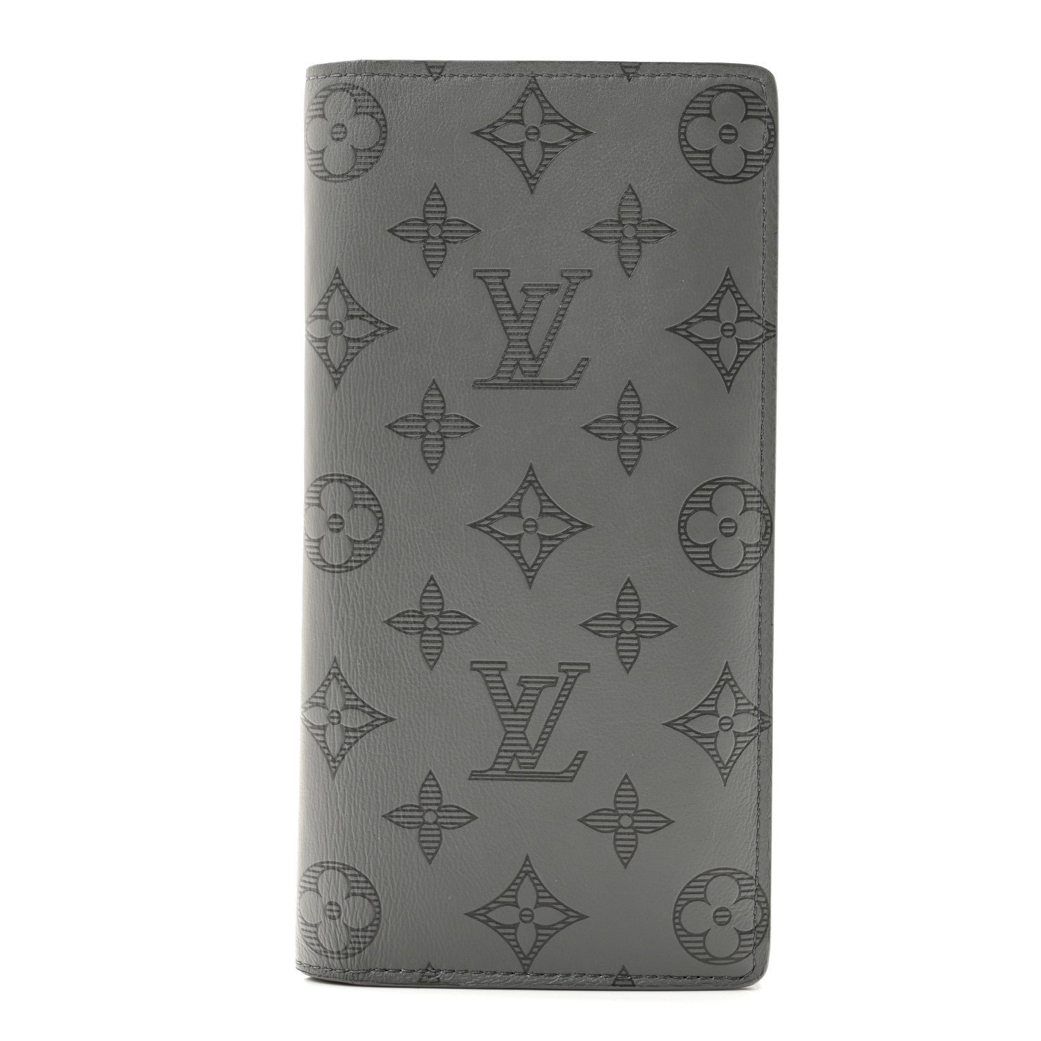 Louis Vuitton Calfskin Monogram Shadow Brazza Wallet Anthracite Gray