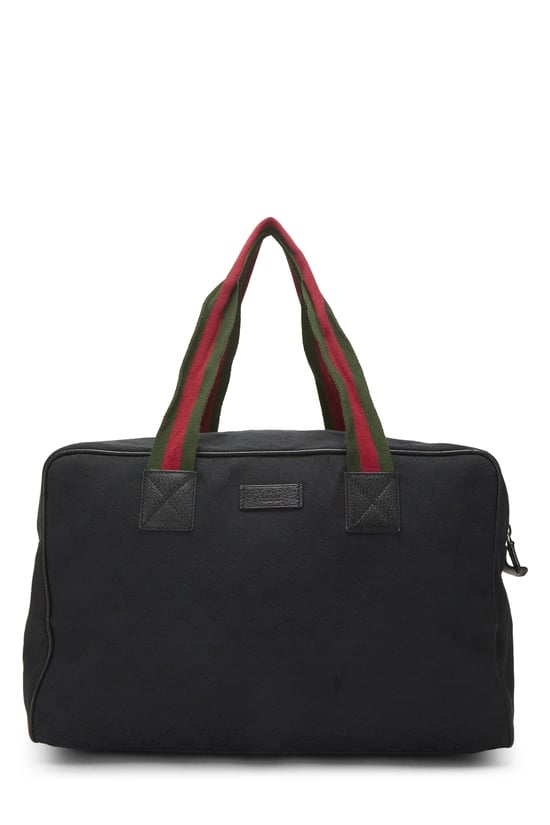 Black GG Canvas Soft Web Carry On Duffle