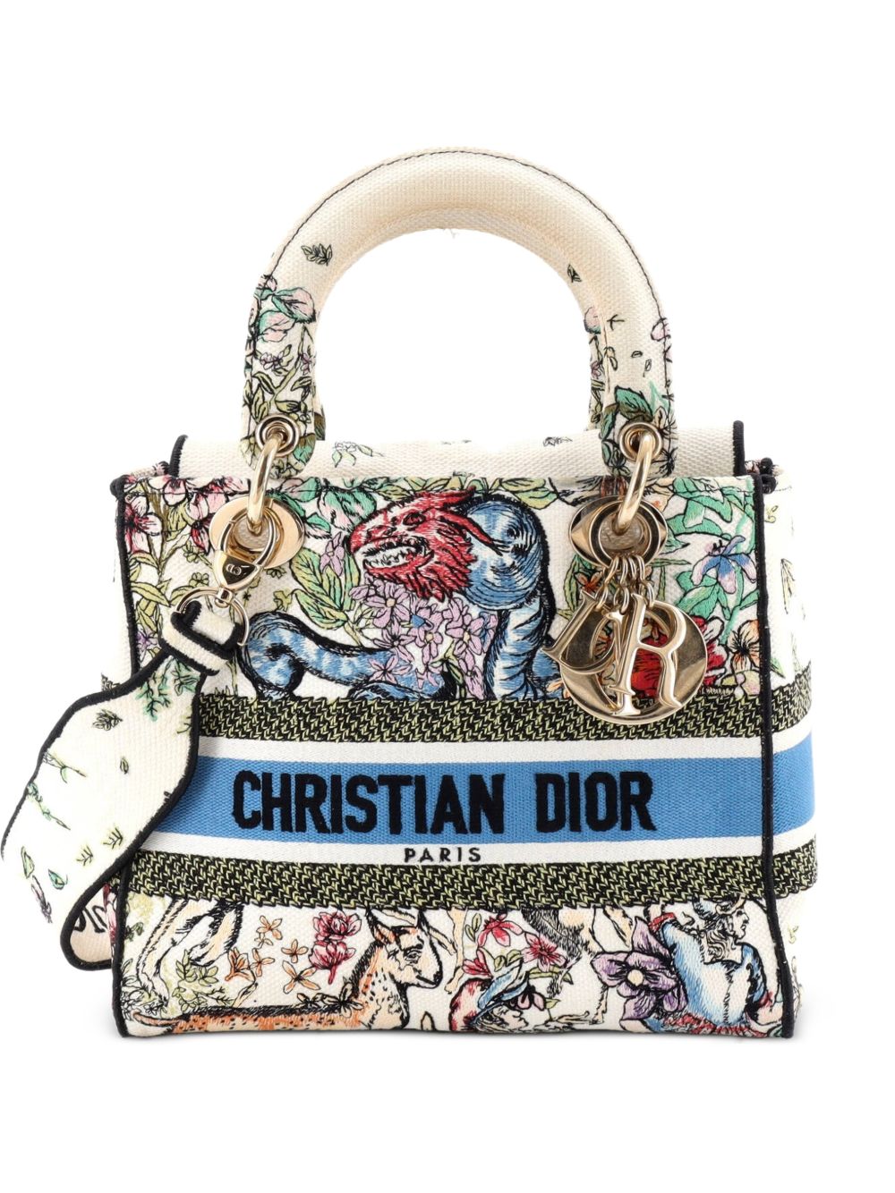 Lady D-Lite Bag Embroidered Canvas Medium satchel