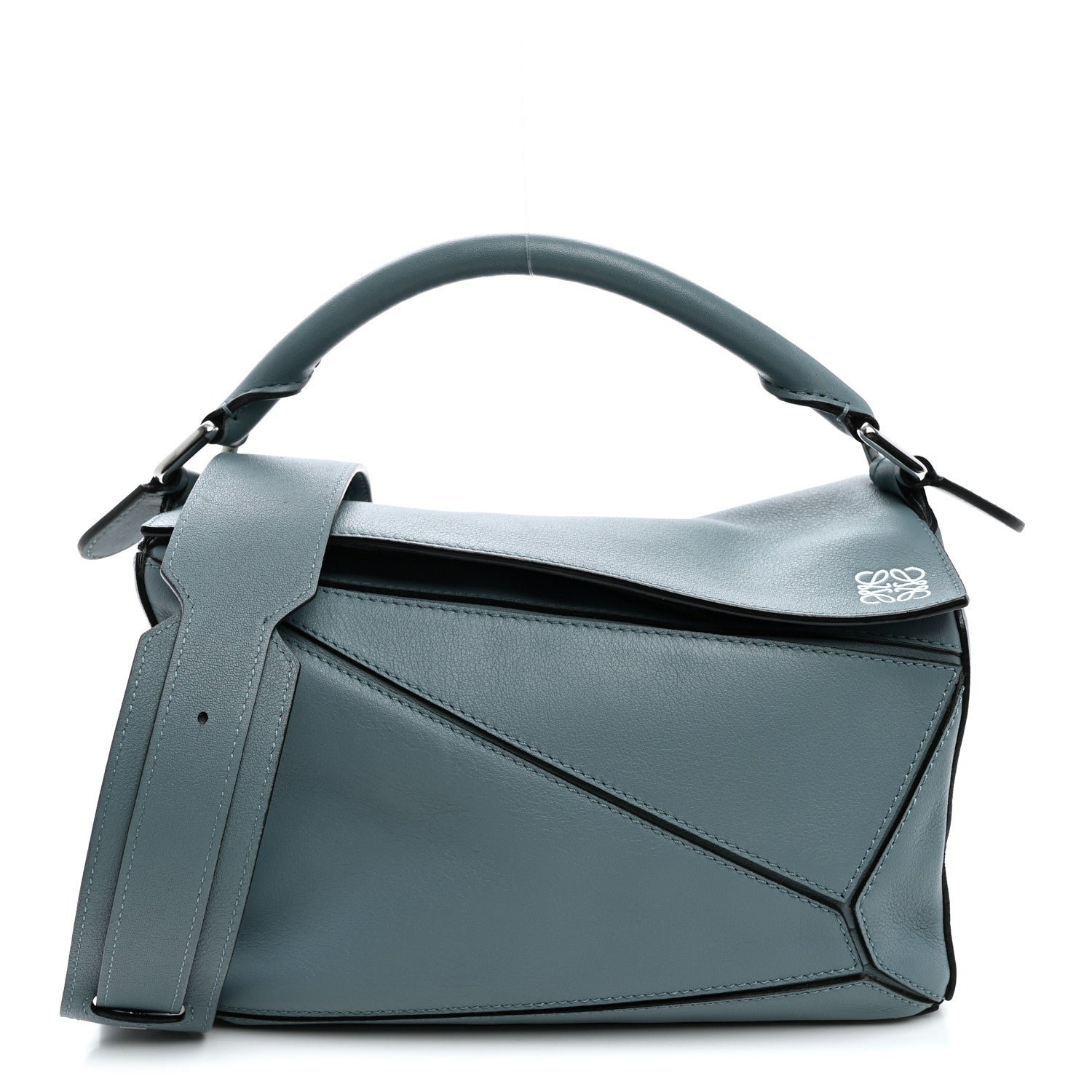 Loewe Calfskin Small Puzzle Bag Stone Blue