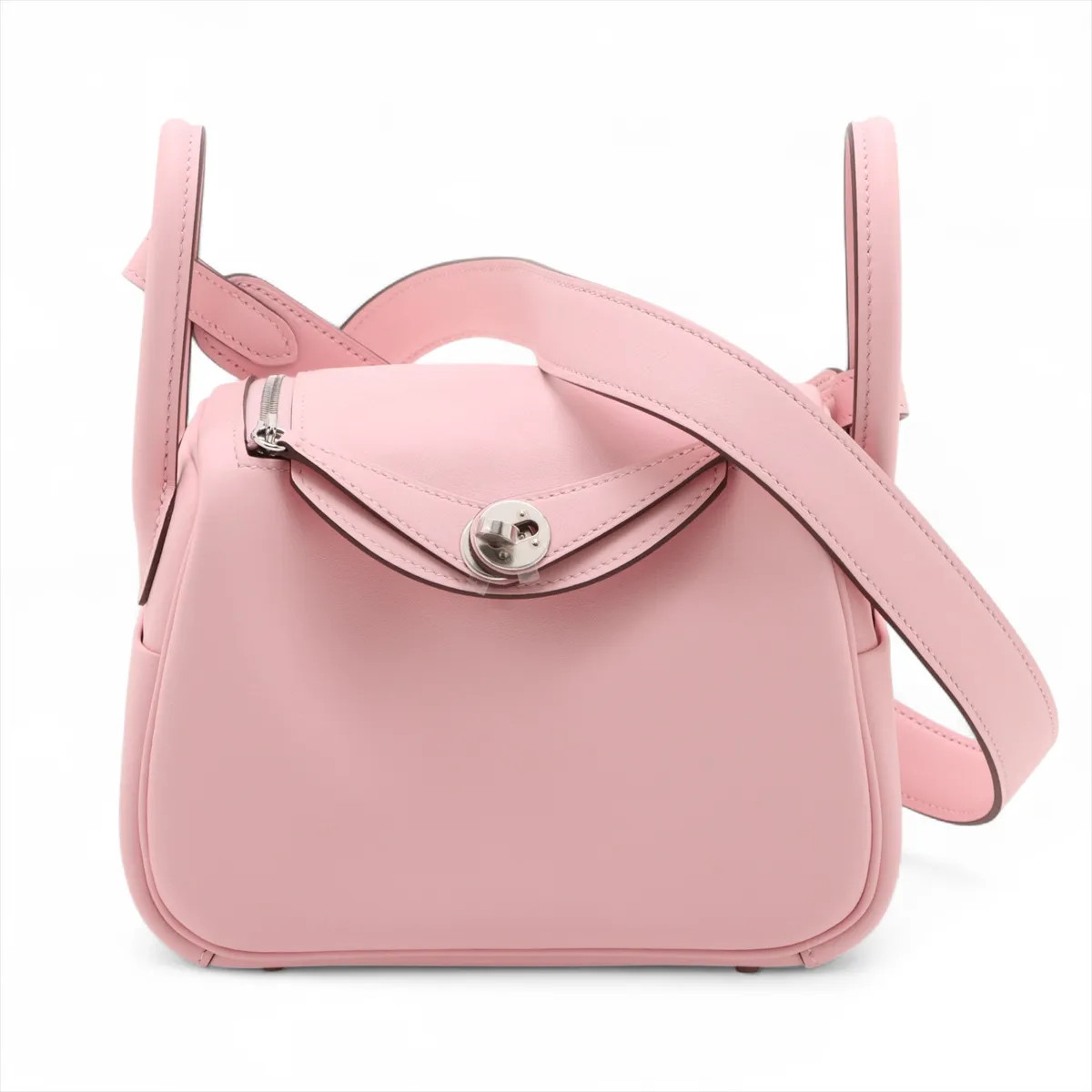 Hermès Lindy mini 20 Veau Swift Rose Sakura Silver Metal Fittings