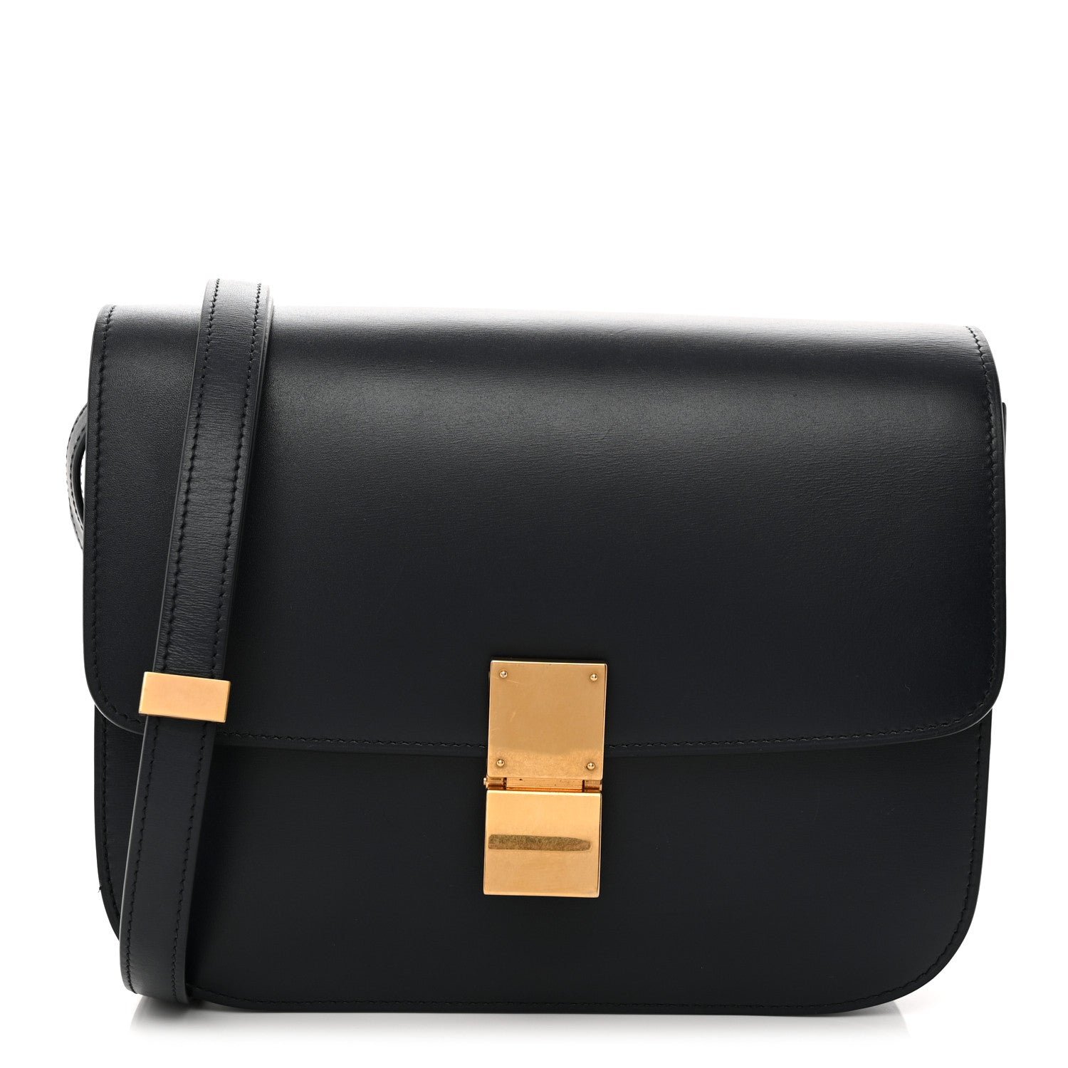 Celine Box Calfskin Medium Classic Box Flap Bag Navy