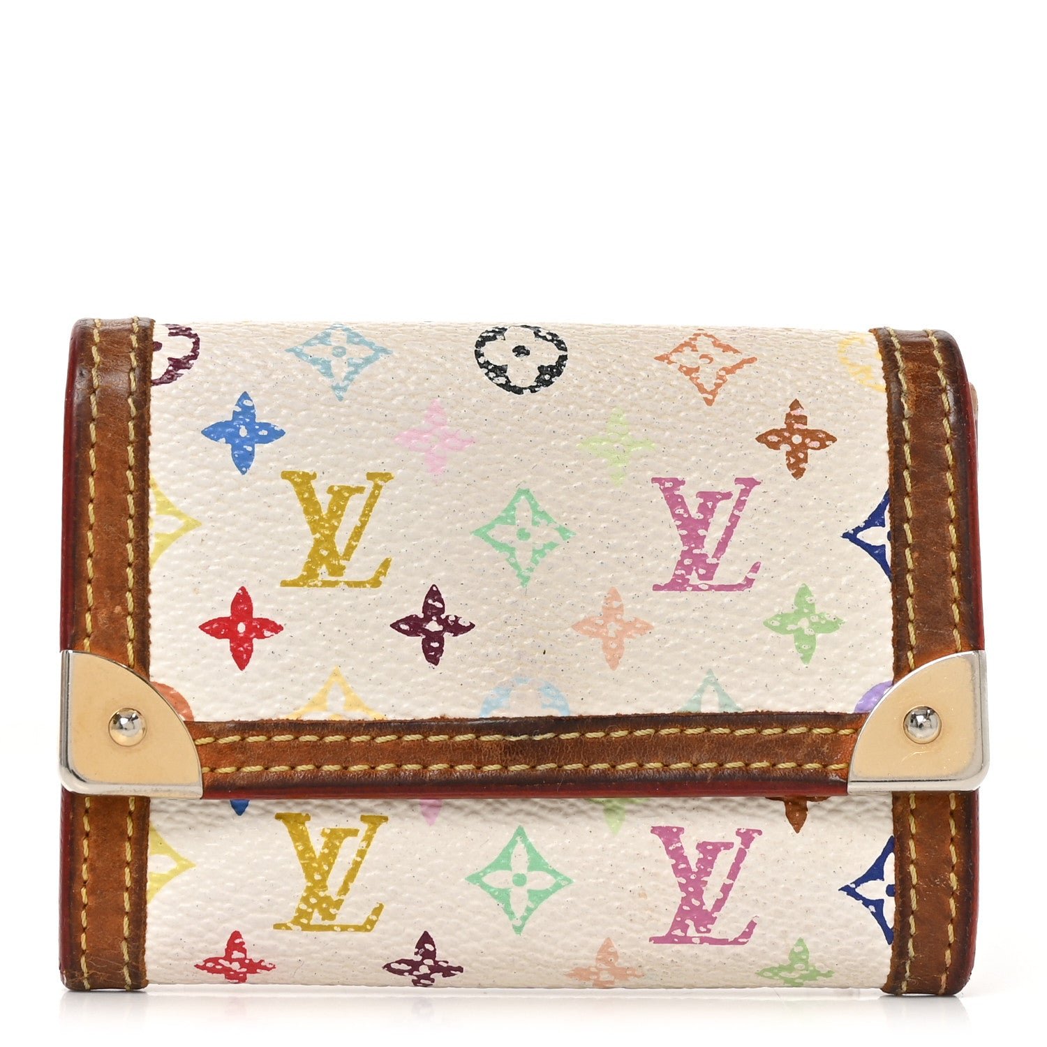Louis Vuitton Monogram Multicolor Porte-Monnaie Plat Coin Purse White
