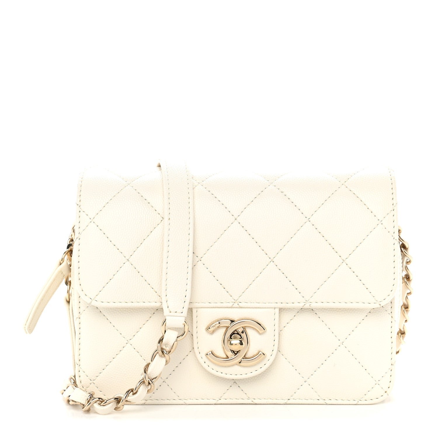 Chanel Caviar Quilted Like A Wallet Flap White