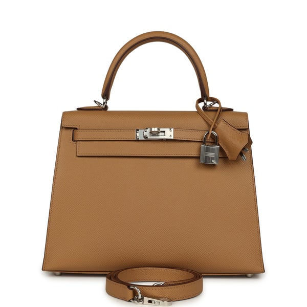 Hermes Kelly Sellier 25 Biscuit Epsom Palladium Hardware