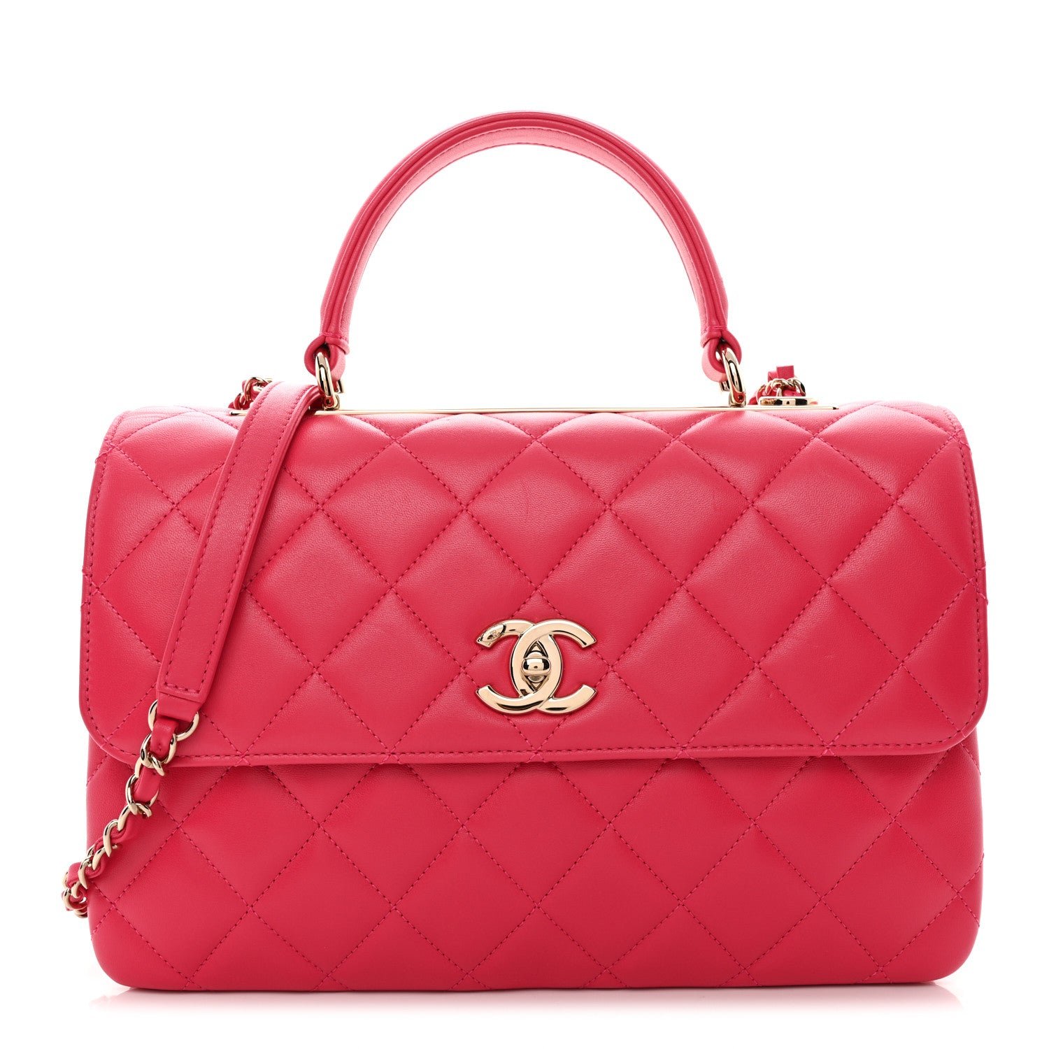 Chanel Lambskin Quilted Medium Trendy CC Flap Dual Handle Bag Dark Pink