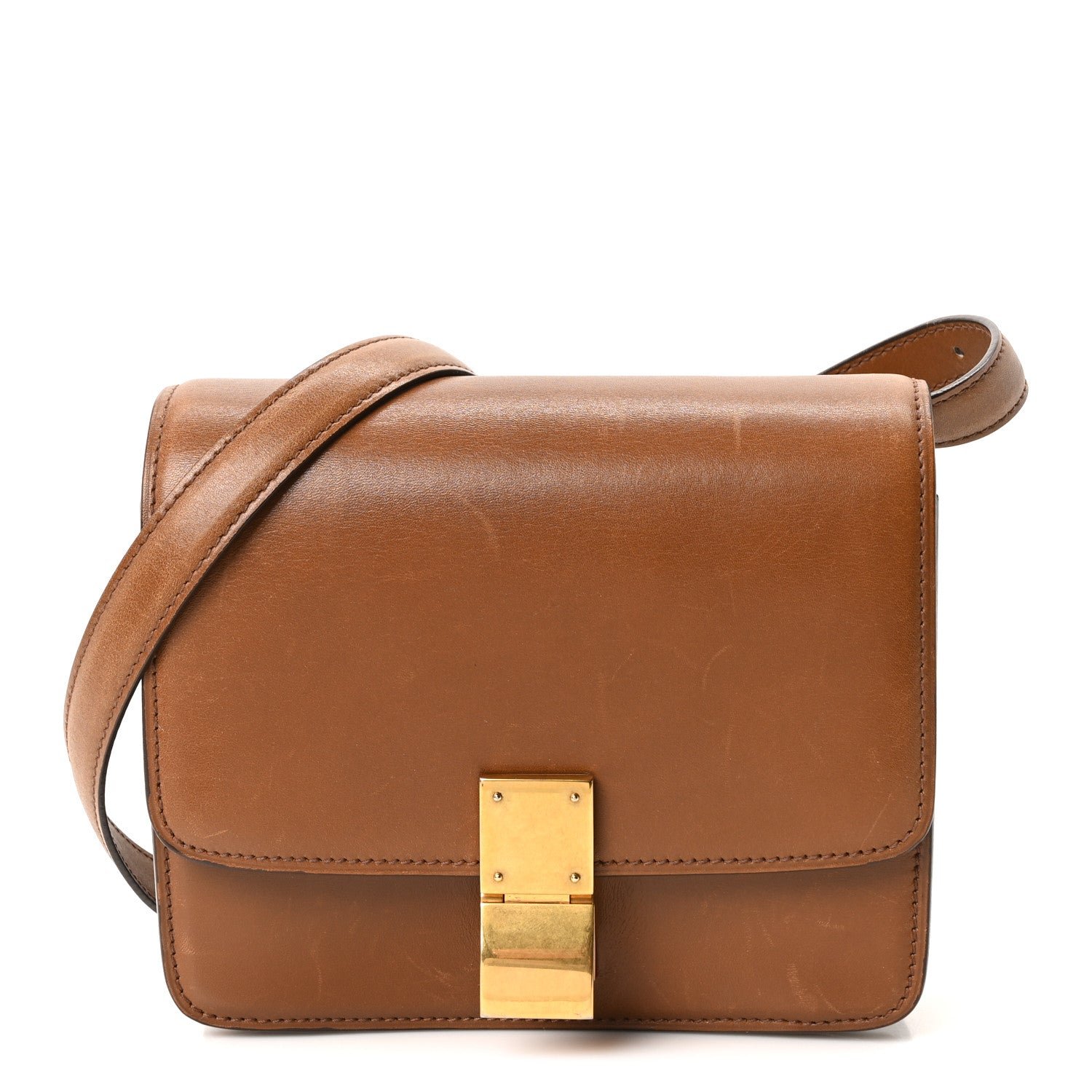 Smooth Calfskin Small Classic Box Flap Bag Camel