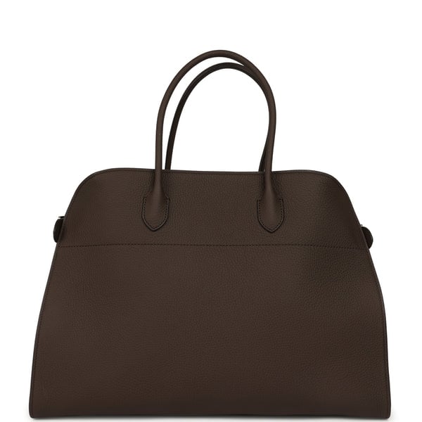 The Row Soft Margaux 17 Bag Deep Brown Calfskin Silver Hardware