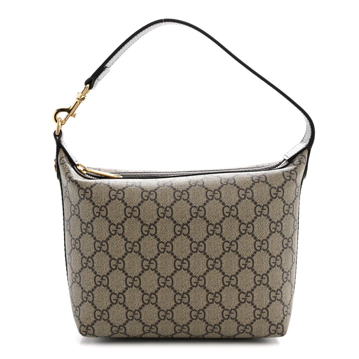 Gucci GG Supreme Monogram Textured Calfskin Web Super Mini Ophidia Shoulder Bag Beige Ebony New Acero