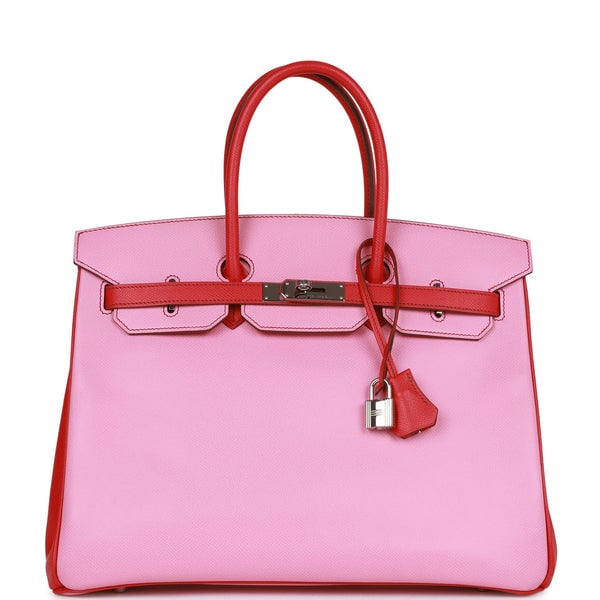 Hermes Pre-owned Hermes Special Order (HSS) Birkin 35 Bubblegum and Bougainvillea Epsom Palladium Hardware