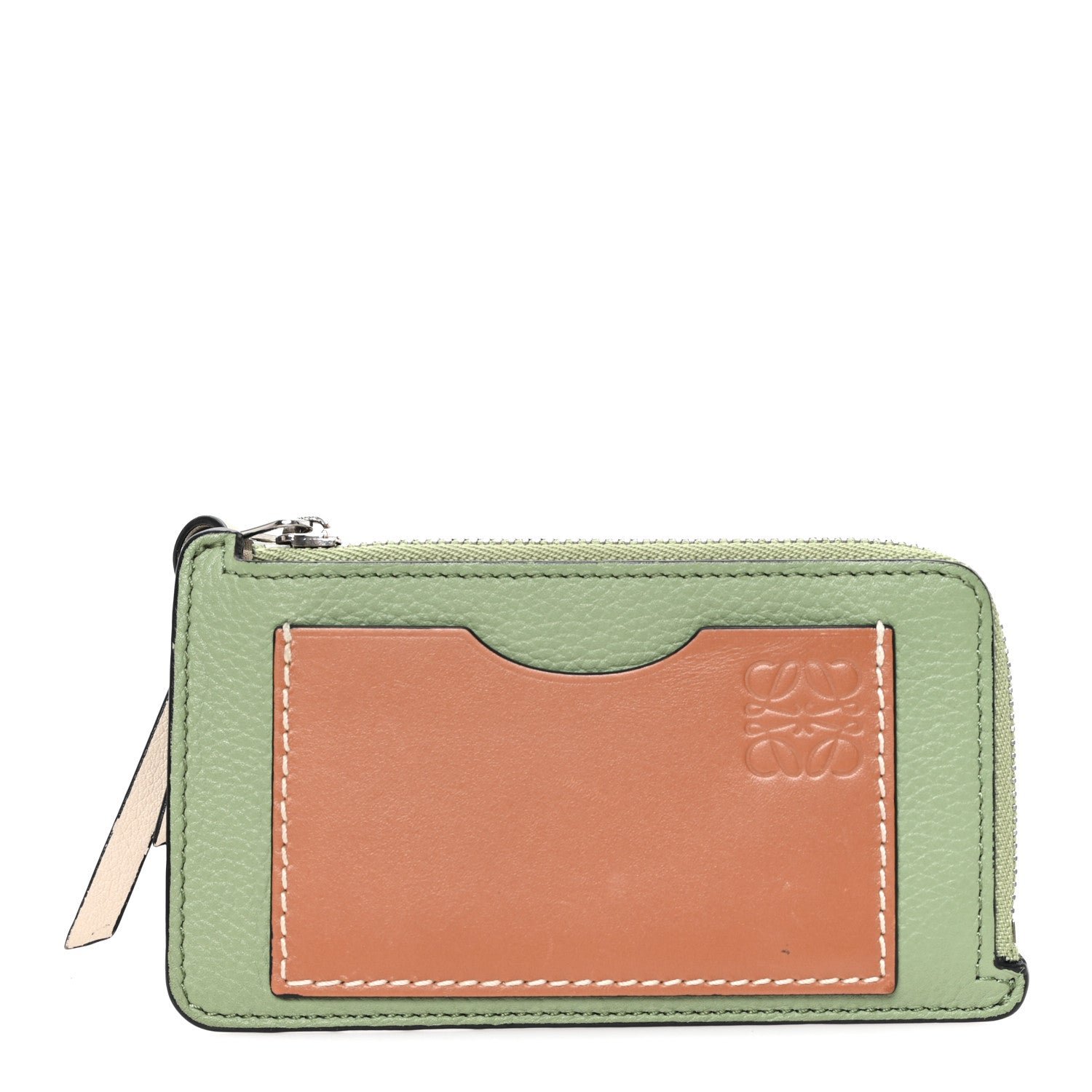 Loewe Soft Grained Calfskin Coin Card Holder Rosemary Tan