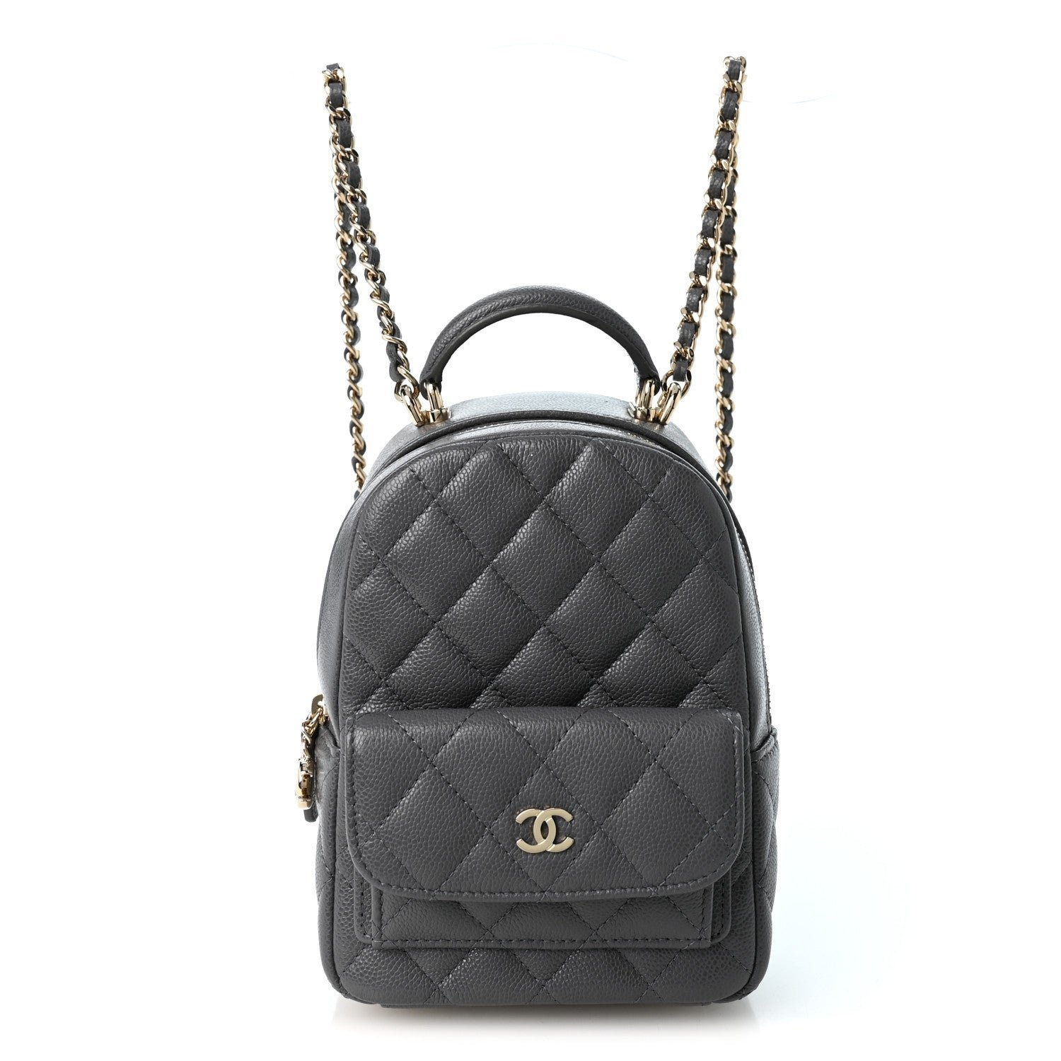 Chanel Caviar Quilted CC Mini Classic Backpack Grey