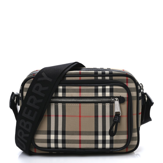 Burberry Vintage Check Calfskin Small Camera Bag Archive Beige