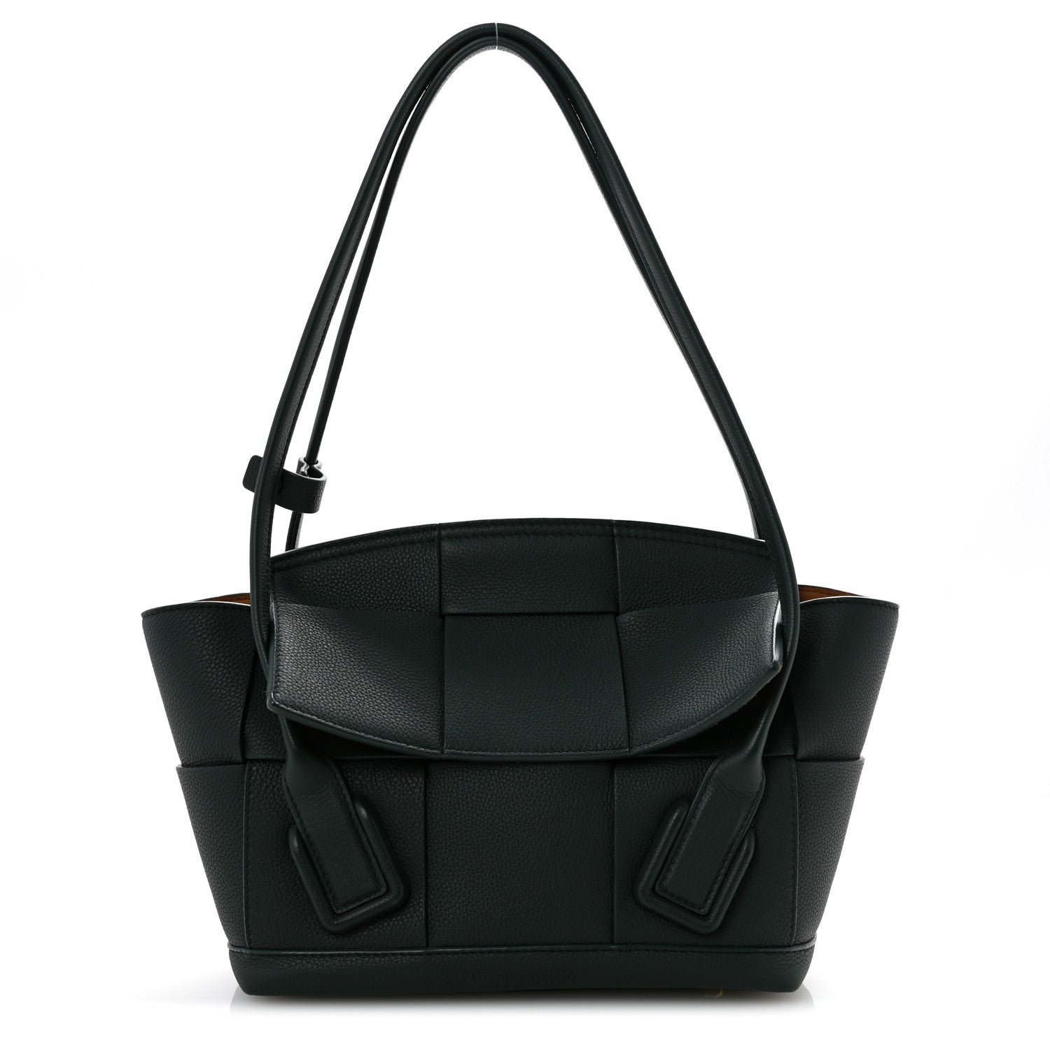 Bottega Veneta Grained Calfskin Maxi Intrecciato Small Arco Pine Green