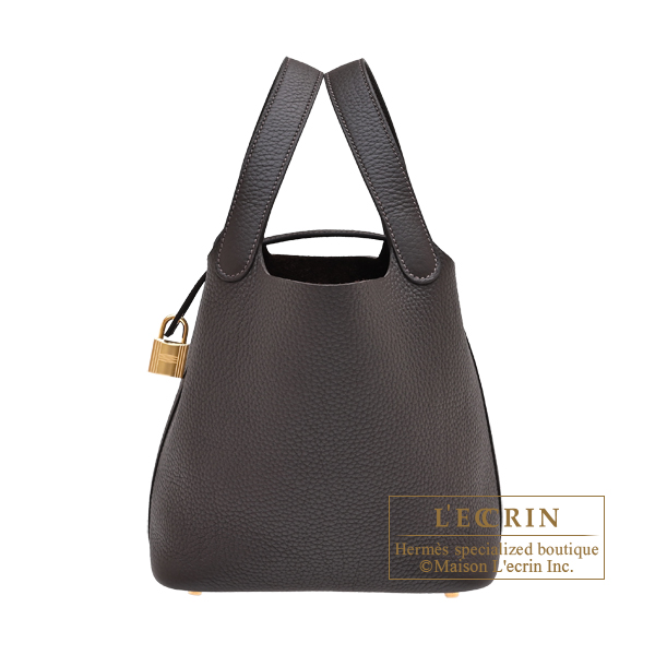 Hermes Picotin Lock bag 18/PM Bai brun Clemence leather Gold hardware