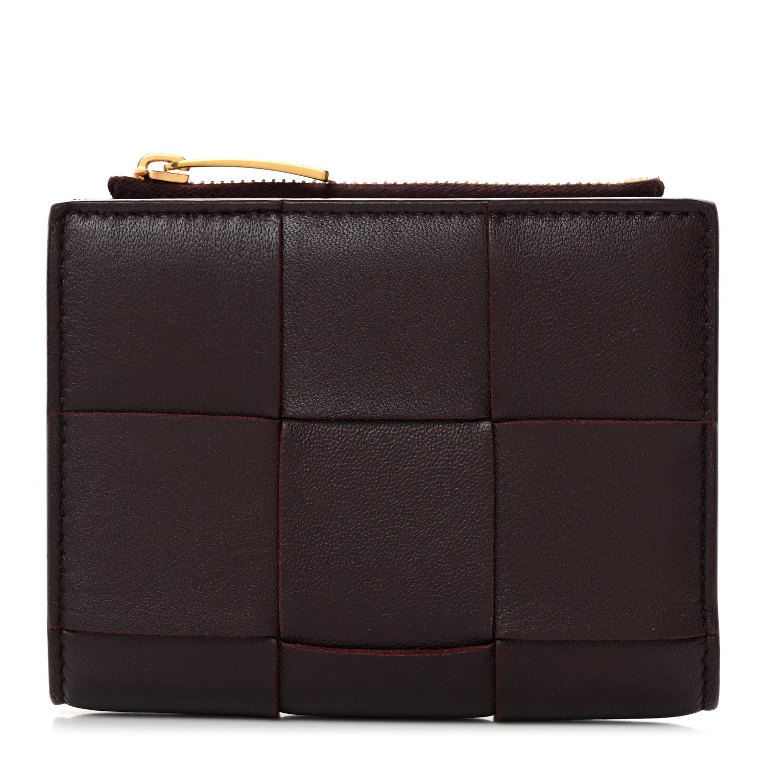 Bottega Veneta Nappa Maxi Intrecciato Small Bi-Fold Zip Wallet Grape