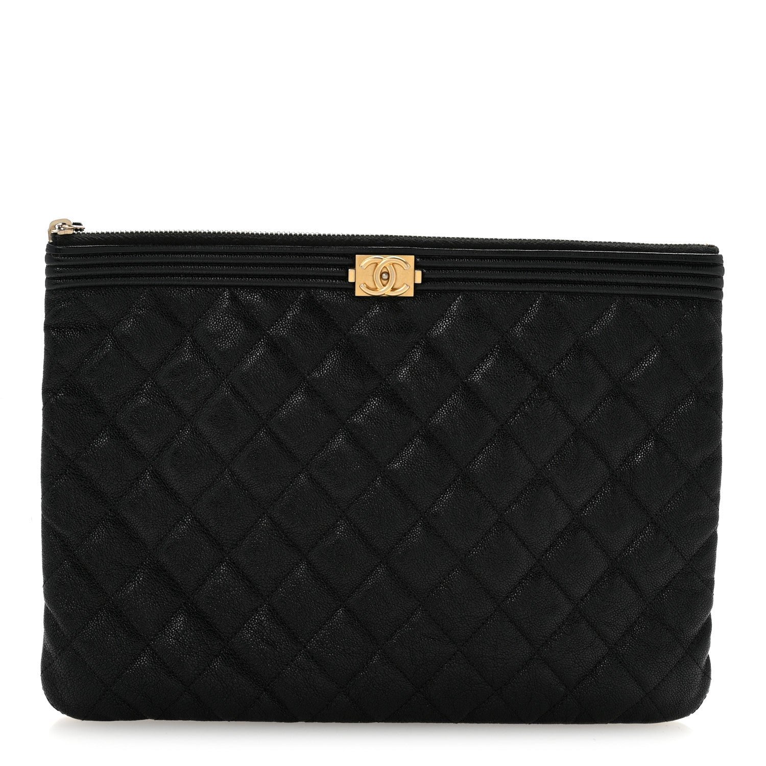 Chanel Caviar Quilted Medium Boy Cosmetic Case Black