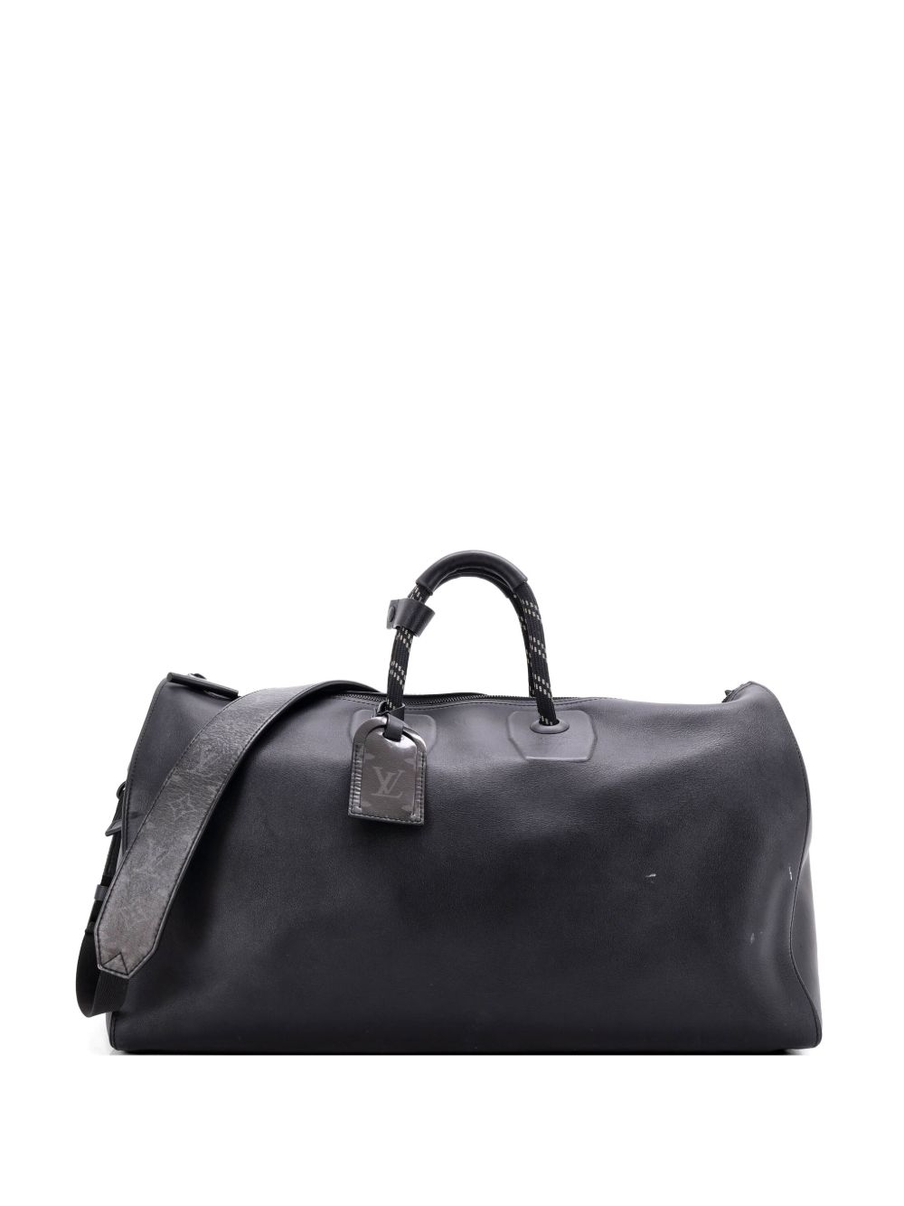 Keepall Bandouliere Bag Dark Infinity Leather with Monogram Eclipse Glaze Canvas 50 travel bag